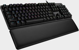 Logitech G513 black mechanical keyboard with arm rest