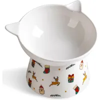 Raised Ceramic Christmas Cat Bowl | Amazon