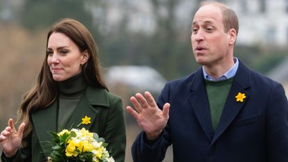Kate Middleton Prince William George Charlotte outfits - Catherine, Duchess of Cambridge and Prince William, Duke of Cambridge visit the Blaenavon Heritage Centre on March 01, 2022 in Blaenavon, Wales. 