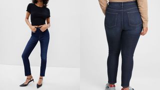 composite of models wearing Gap High Rise Favorite Jegging with Washwell