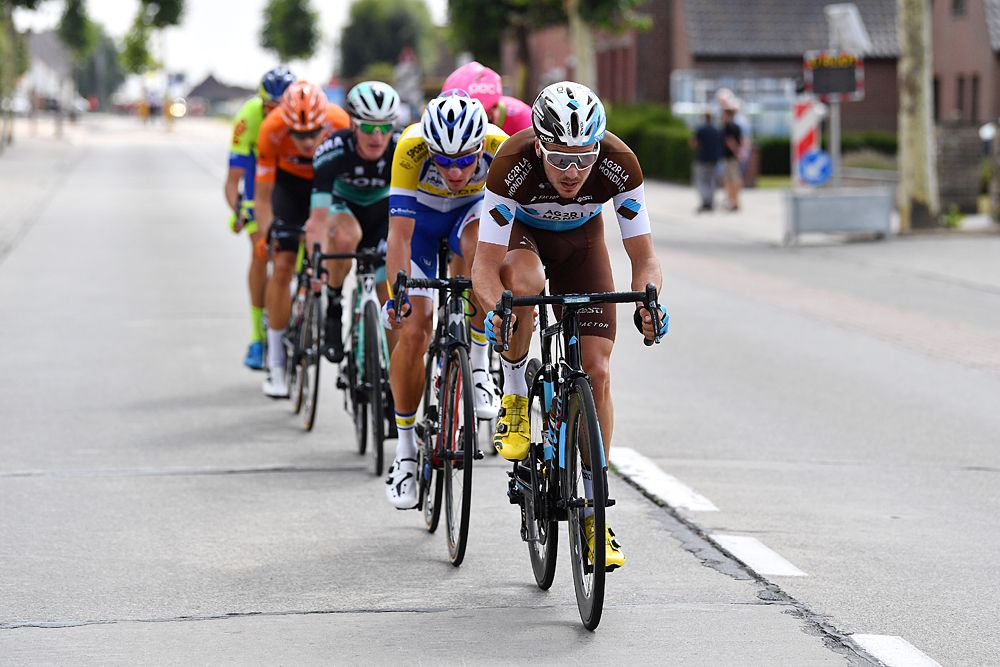 Alexis Gougeard of France and Team AG2R La Mondiale leads one of the breakaways during stage 4 at BinckBank Tour