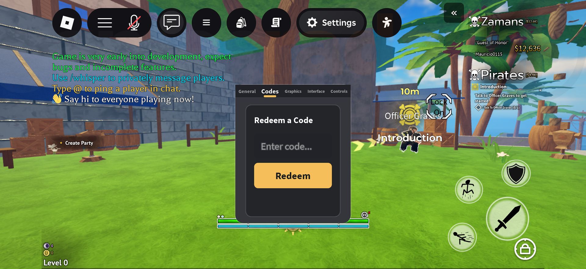 The in-game menu screen used to redeem Grand Blue codes