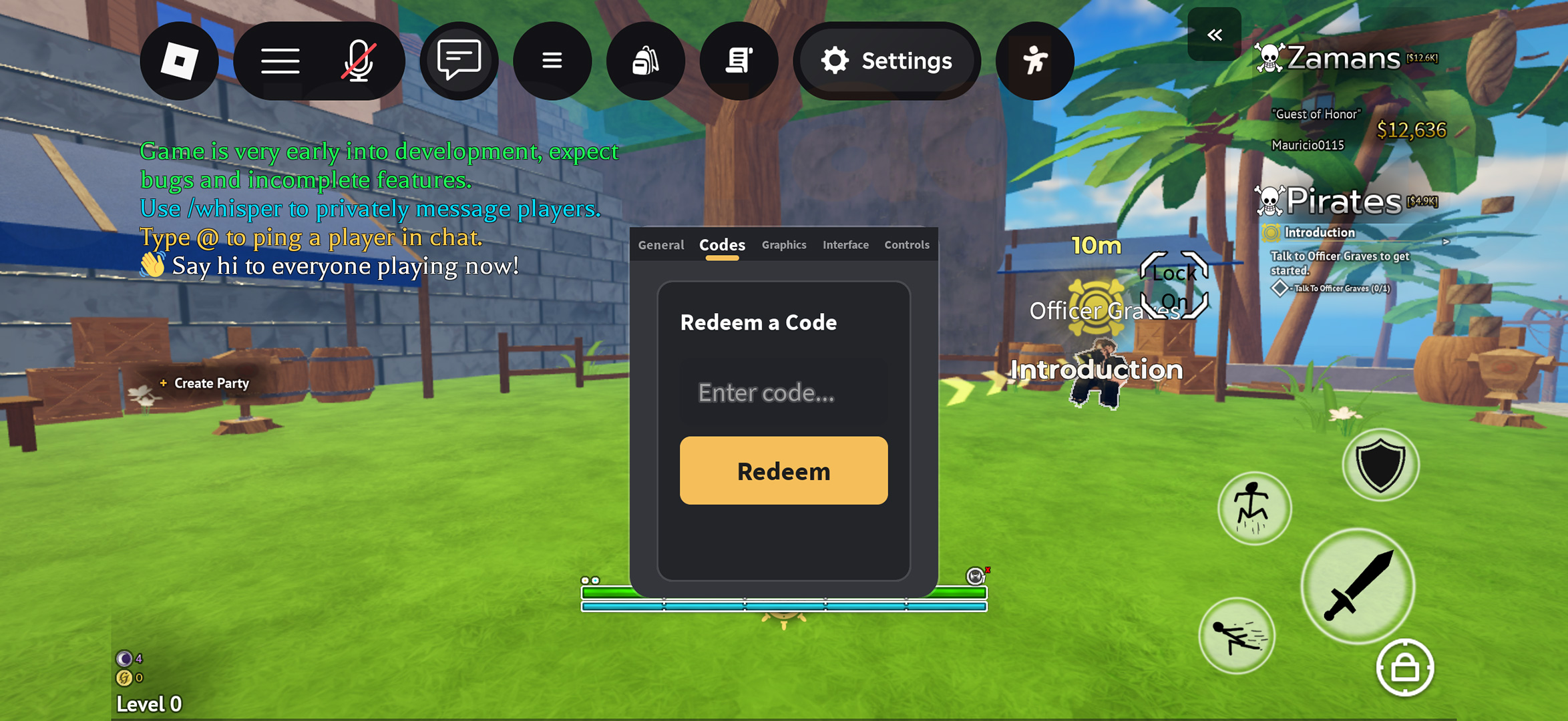 The in-game menu screen used to redeem Grand Blue codes