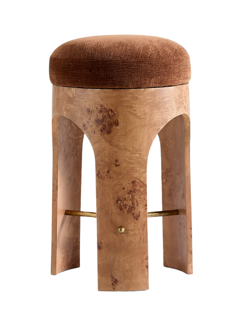 Carolina Burl Wood Swivel Counter Stool