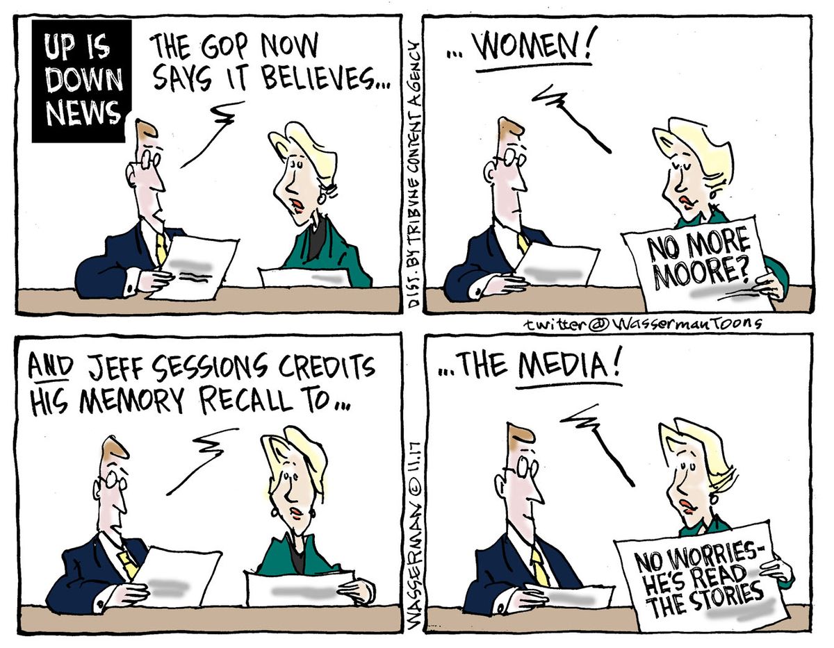 Political cartoon U.S. Roy Moore sexual assault GOP Jeff Sessions ...