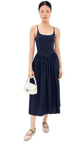 Le Bop Women's Alix Mixed Fabric Tank Dress, Navy, Xxl
