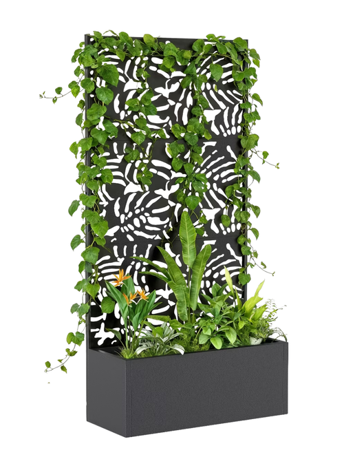 Metal Planter Box With Trellis for Climbing Plants