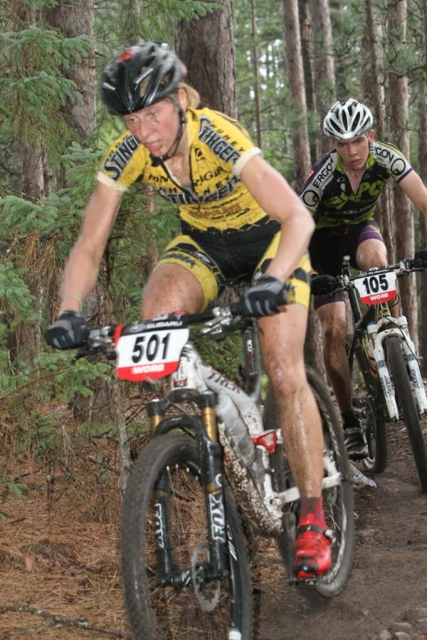 Abby Strigel (Honey Stinger / Bontrager) rode away from the women's field to finish 5 minutes ahead of second place.