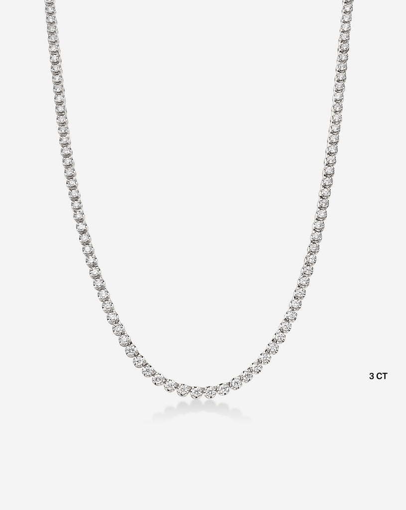 Luxe Diamond Tennis Necklace - 14k White Gold / 3 Carat