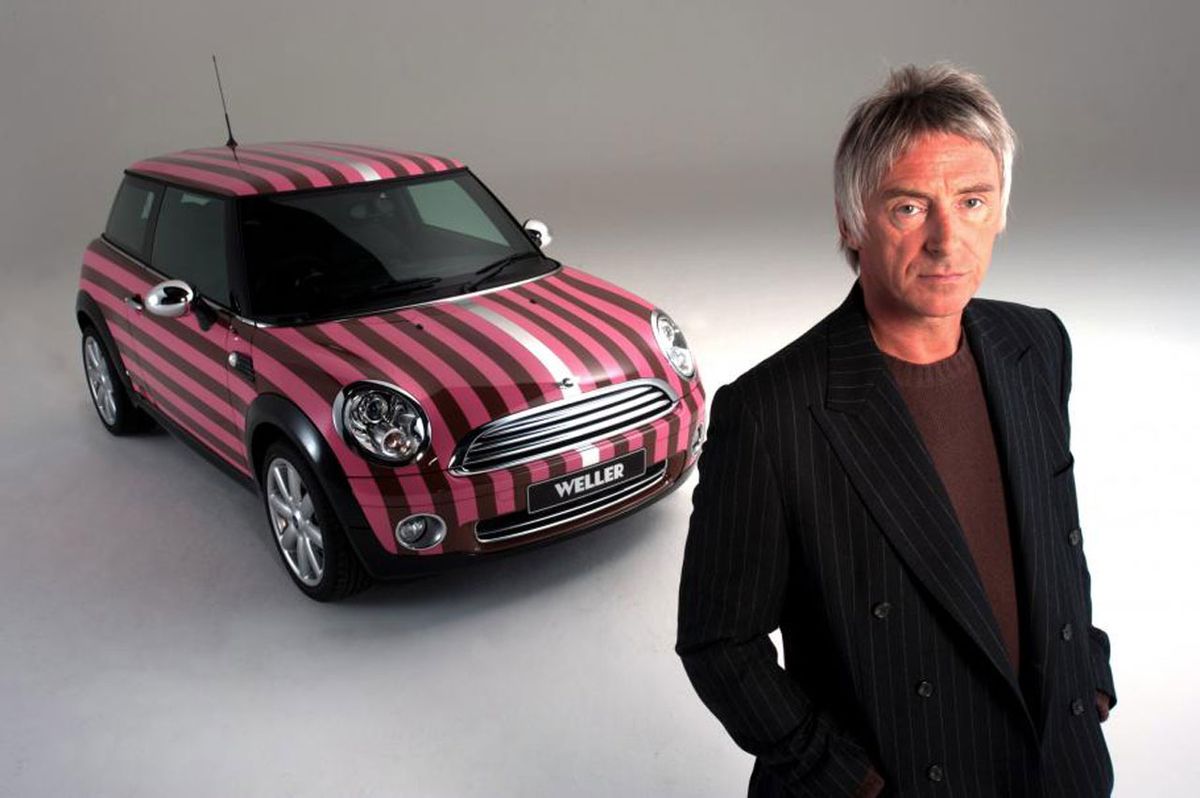 Modfather Paul Weller always owned Minis. This one comes with a custom paint job designed by Weller, and was sold to raise money for the War Child and Nordoff Robbins charities.