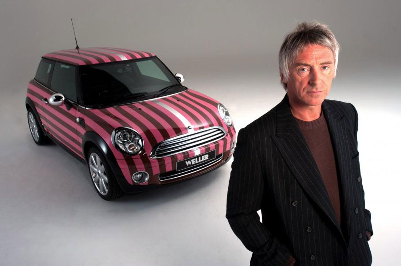 Modfather Paul Weller always owned Minis. This one comes with a custom paint job designed by Weller, and was sold to raise money for the War Child and Nordoff Robbins charities.