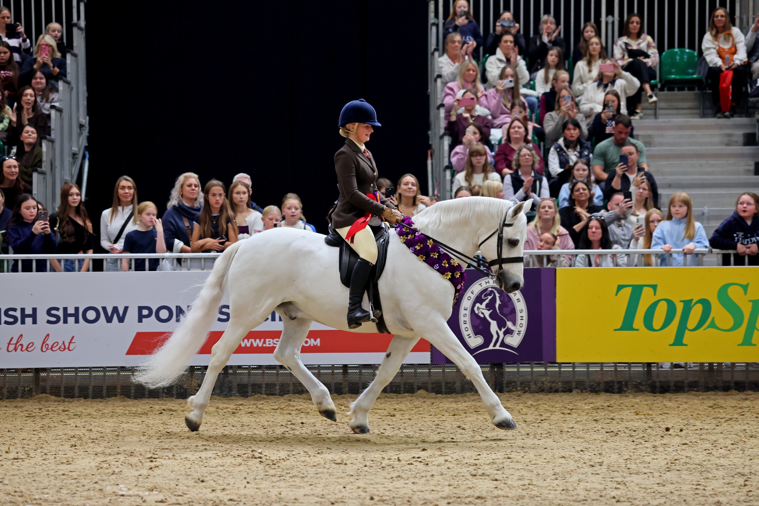 King Bunowen Castle Ali and Harlow White in their lap of honour at HOYS