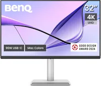 BenQ Ma320u 32” 4k 3840x2160 Monitor for Macbook® Pro/air, Dual Usb-C, 90w Power Delivery, Mac Color Match, Usb Hub, Brightness & Volume Control on Mac, Height & Tilt Adjustable Stand, P3 Color Gamut