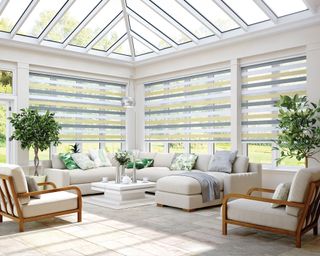 Conservatory garden room day night blinds by English Blinds