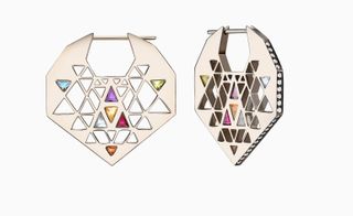 Earrings with ancient diagrams, planetary shapes and sacred triangles