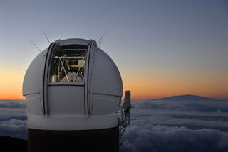The PS1 Observatory on Haleakala, Maui just before sunrise.