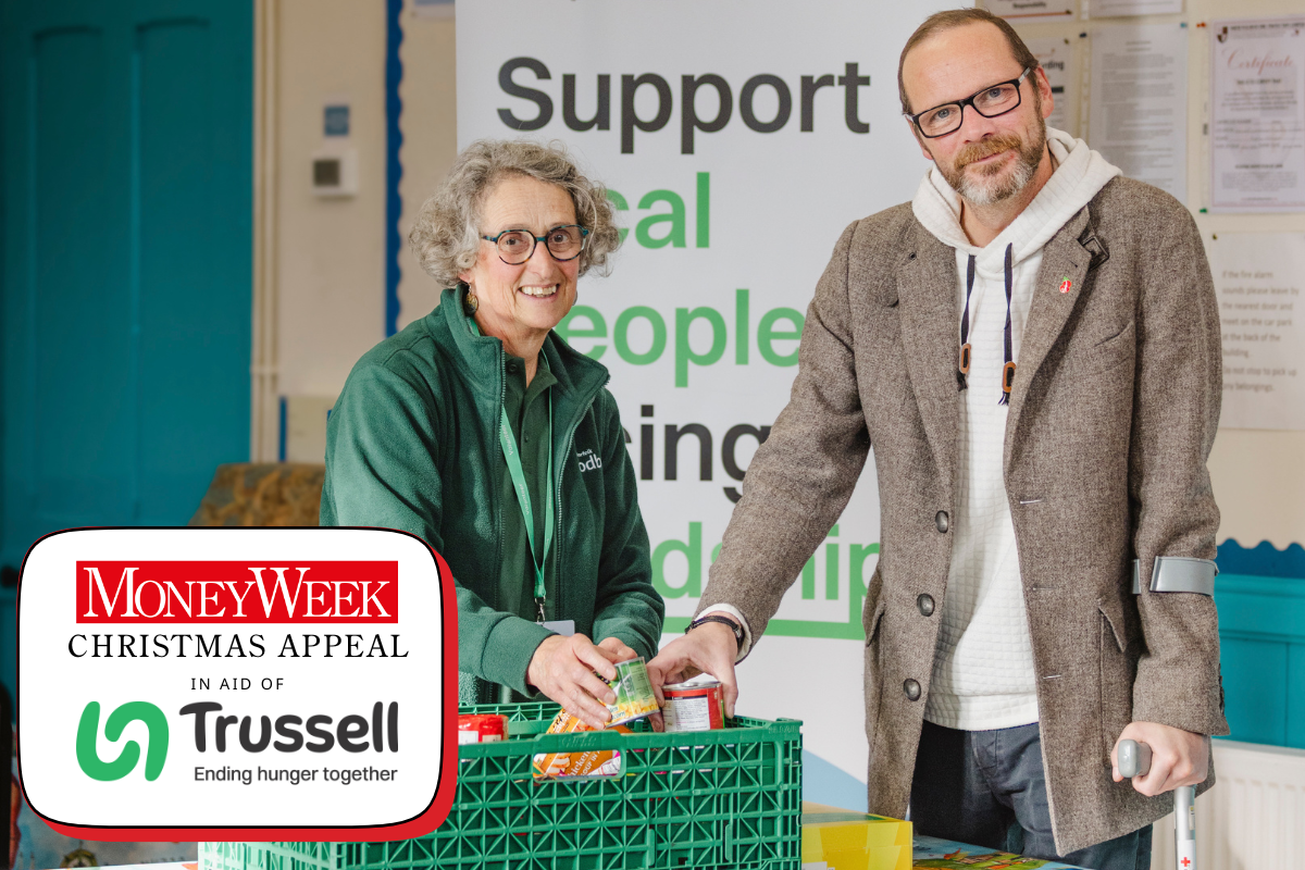 David Wilson pictured with a member of the North Norfolk Foodbank team. The food bank is supported by Trussell.