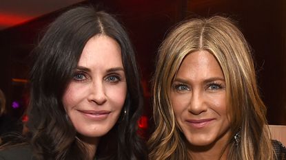 los angeles, ca december 06 courteney cox l and jennifer aniston pose at the after party for the premiere of netflixs dumplin at sunset tower on december 6, 2018 in los angeles, california photo by kevin wintergetty images