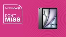 The Apple iPad Air (M2) on a pink background with text saying Don't Miss next to it.