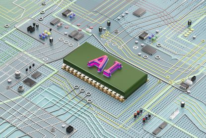 An AI chip on a circuit board.