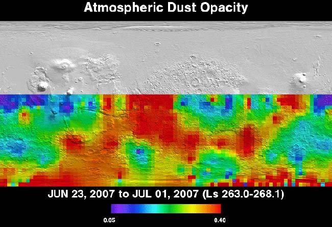 Martian Dust Storm Creeps North