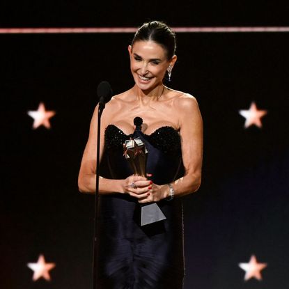 Demi Moore on stage at the 2025 Critics' Choice Awards