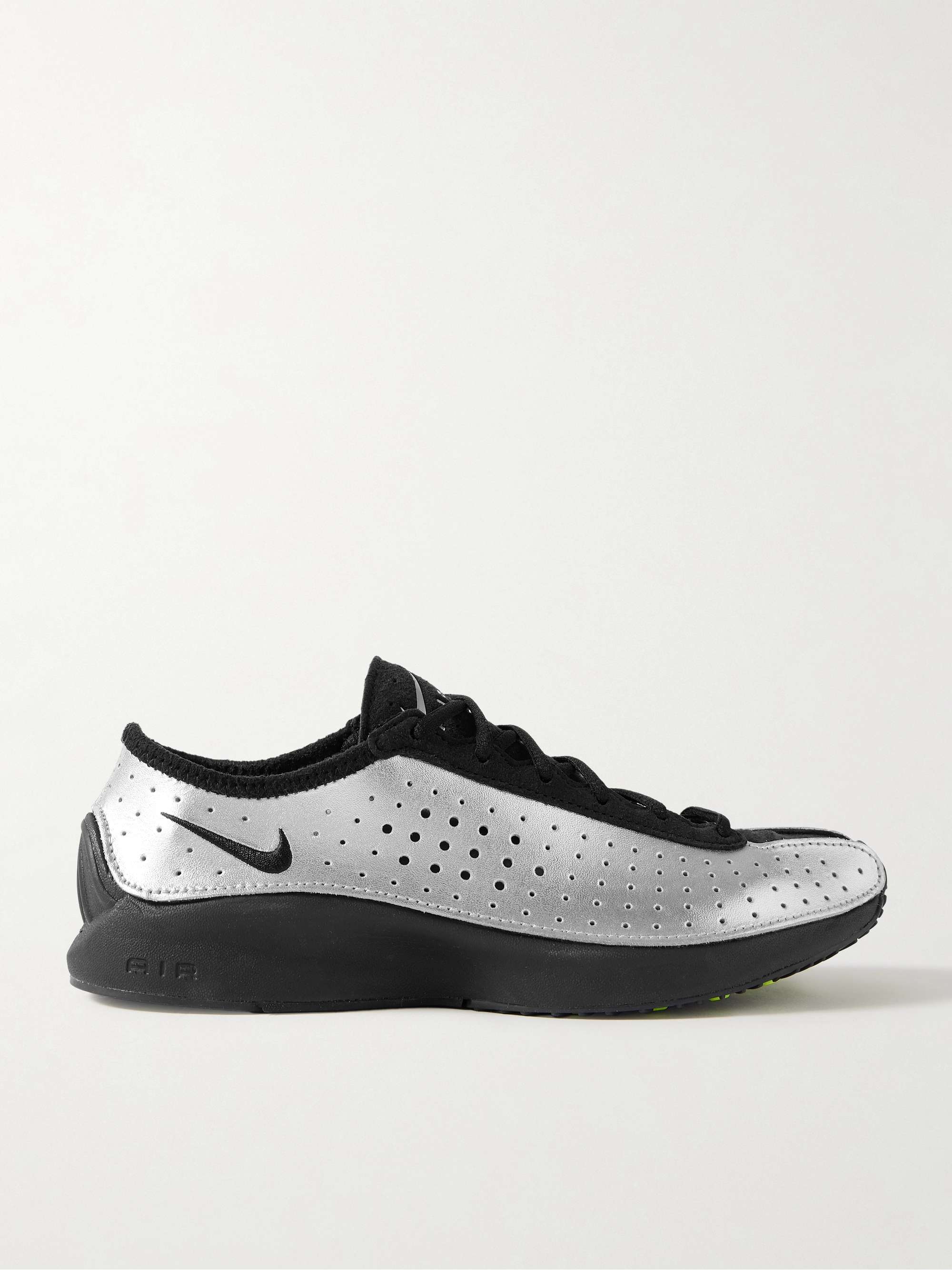 Air Superfly Suede and Perforated Metallic Leather Sneakers