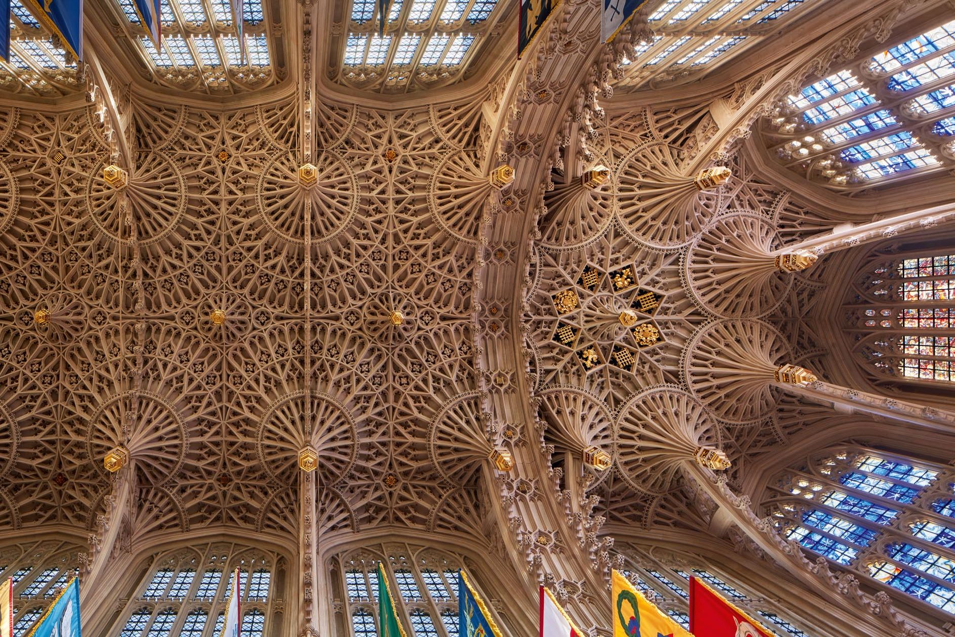 Fig 1: The high fan vault of Henry VII’s Chapel with its huge pendants of stone. ©Will Pryce for the Country Life Picture Library