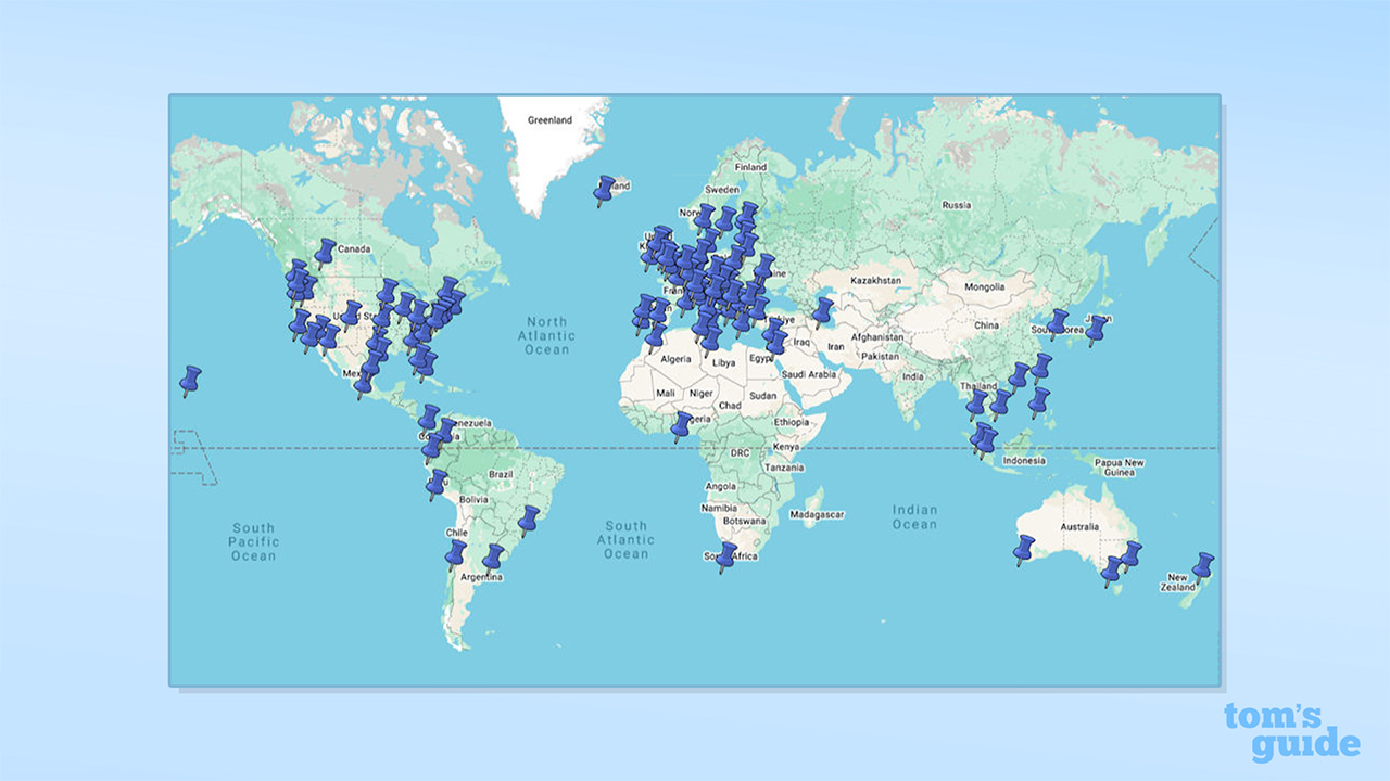 Norton VPN server location map