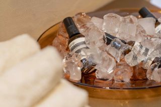 Aesop Via del Corso Rome store opening event: beauty products on ice
