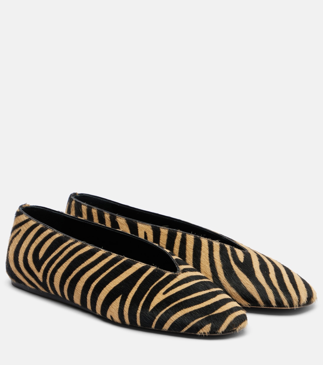 Luna Calf Hair Ballet Flats in Black - Le Monde Beryl