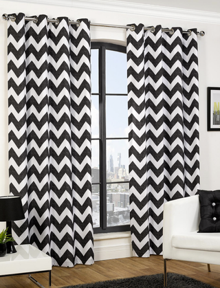 Littlewoods Chevron Eyelet Curtains in Black