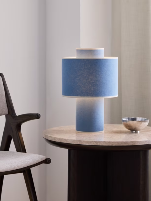 Vicente Layered Fabric Table Lamp in Heritage Blue