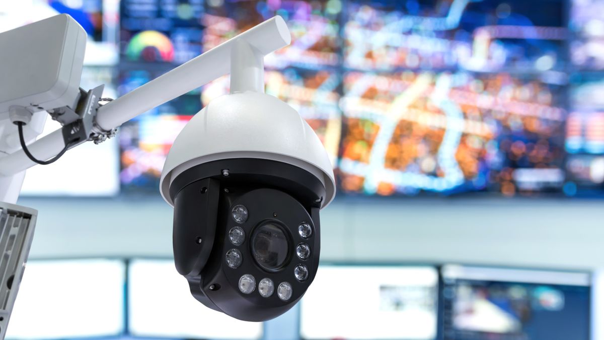 Close-up of an IoT-enabled CCTV camera 