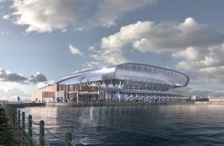 An artist’s impression of Everton’s new stadium at Bramley-Moore Dock