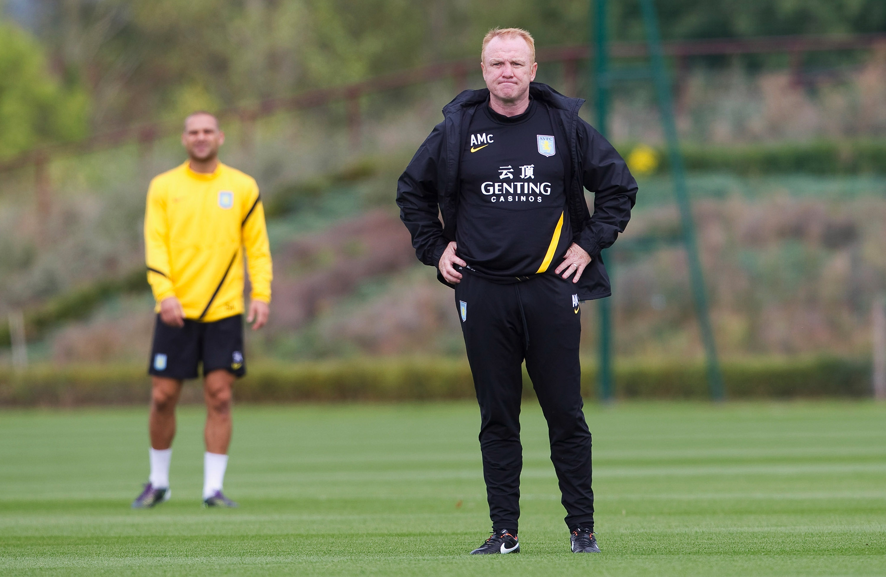 BIRMINGHAM, ENGLAND - AUGUST 11: Alex McLeish manager of Aston Villa trains at the Bodymoor Heath training ground on August 11, 2011 in Birmingham, England.