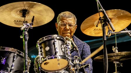 American Jazz musician Jack DeJohnette plays drums as he performs onstage, with the DeJohnette-Coltrane-Garrison Trio, during a Blue Note Jazz Festival concert at Central Park SummerStage, New York, New York, June 15, 2019. (Photo by Jack Vartoogian/Getty Images)