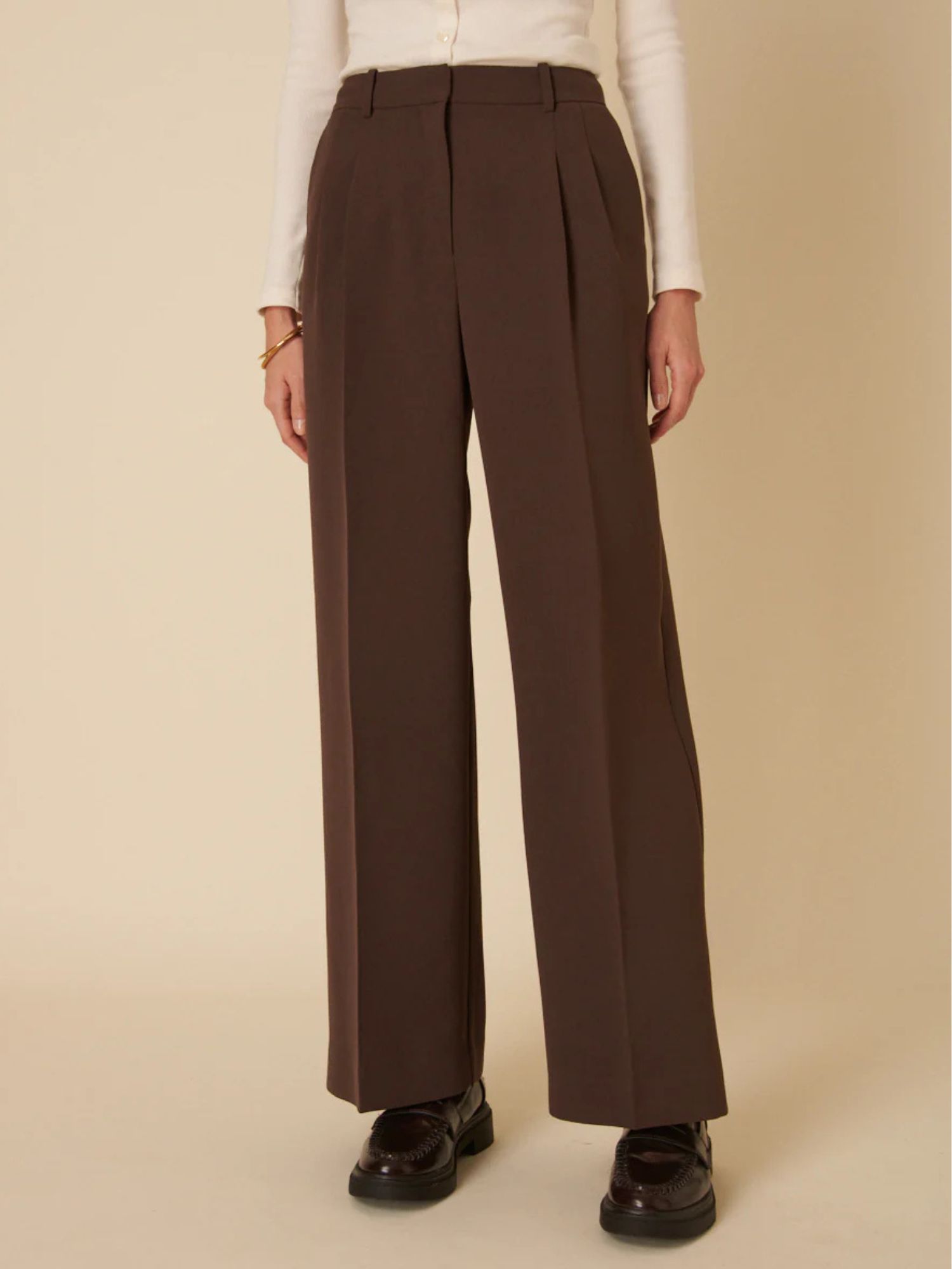 Nobody&#039;s Child Chocolate Brown Jax Tailored Crepe Trousers