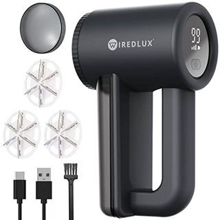 Electric Lint Remover Wiredlux - Rechargeable Fabric Shaver Bobble Remover for Clothes & Furniture - Adjustable 3-Speed, 6-Leaf Blade, Led Display, Usb Charging - Debobbler With Dual Protection