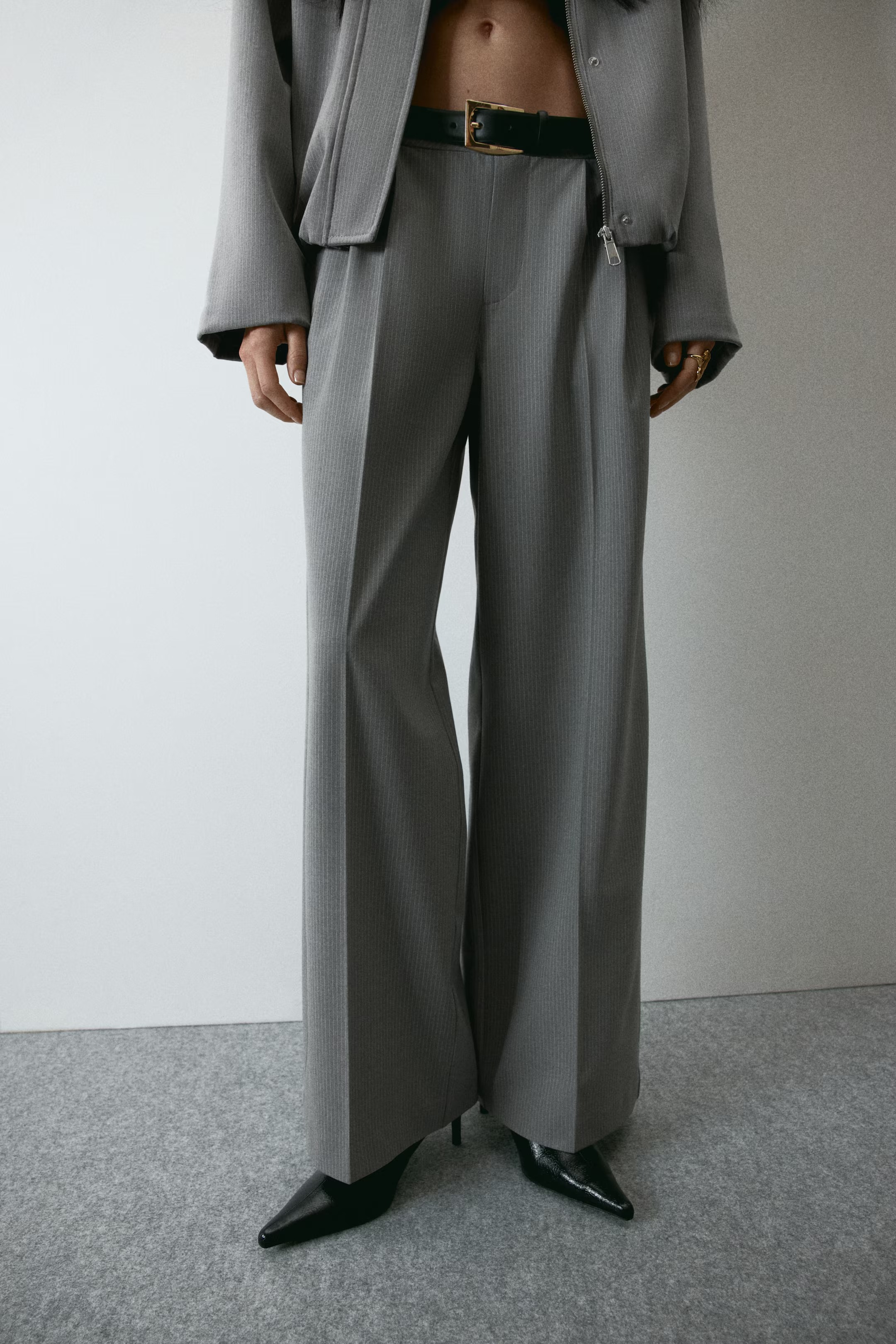 H&amp;amp;M, Wide-Leg Dress Pants - Gray