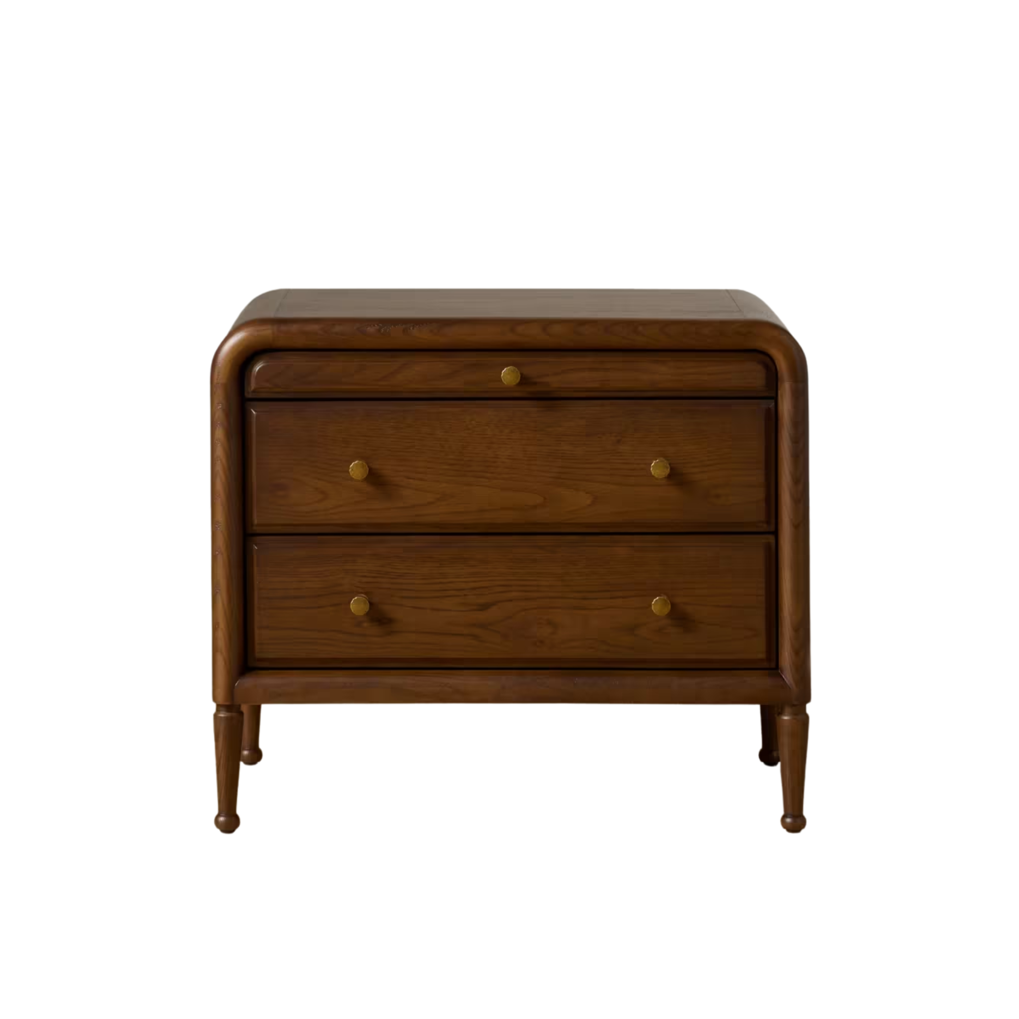 a dark wood nightstand