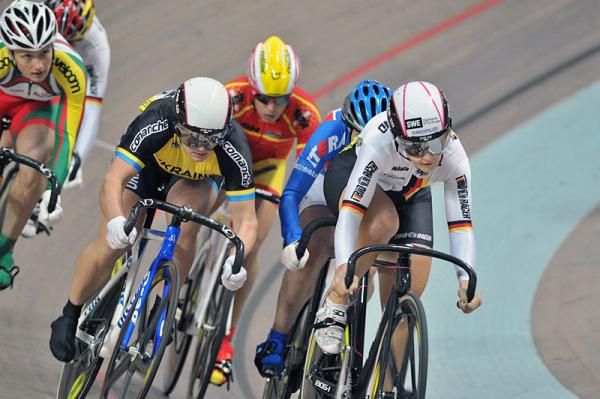 Kristina Vogel (Germany) won her first round keirin heat.