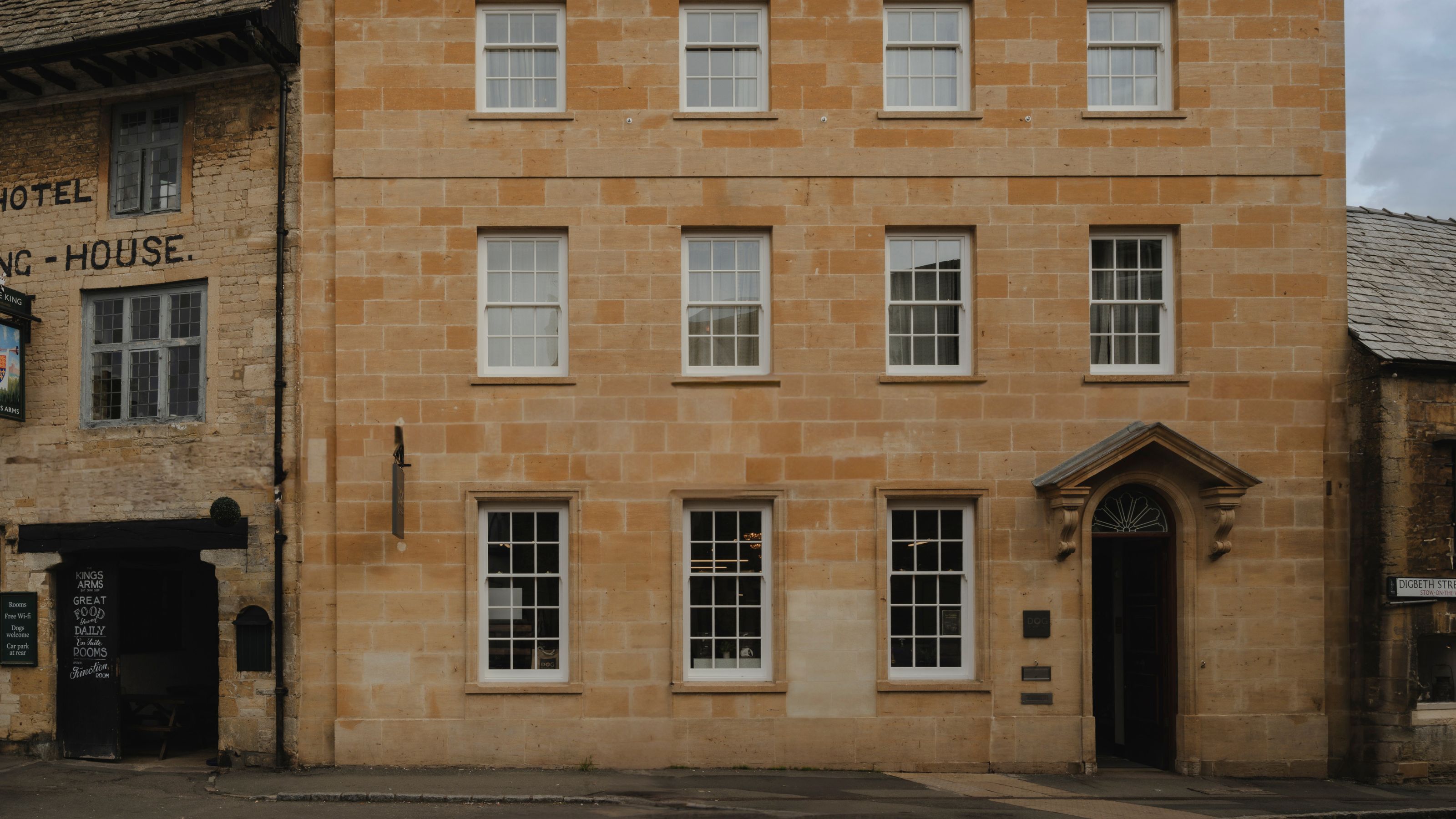 a former Barclays Bank in Stow in the Cotswolds with traditional Cotswold stone facade and georgian windows