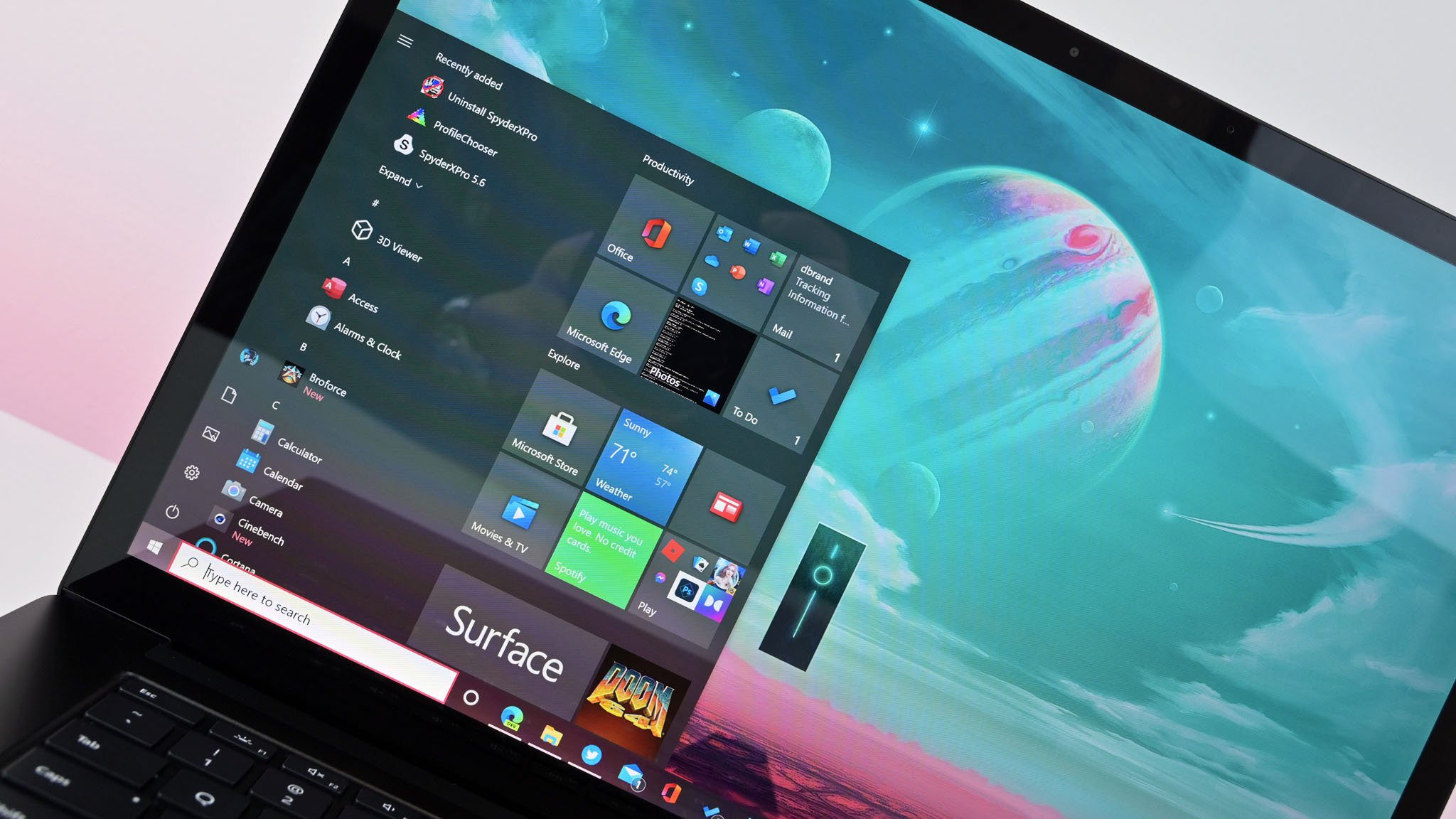 Windows 10 Start menu on Microsoft&#039;s Surface Laptop 4.