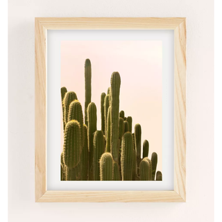 cactus print in wooden frame