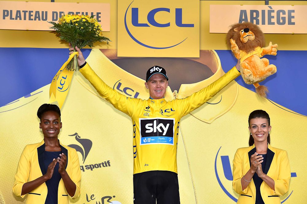 Chris Froome on the stage 12 podium.