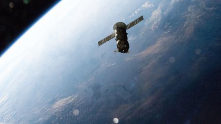 Russia's Progress 84 cargo craft is pictured shortly after undocking from the International Space Station&rsquo;s Poisk module on Nov. 29, 2023.