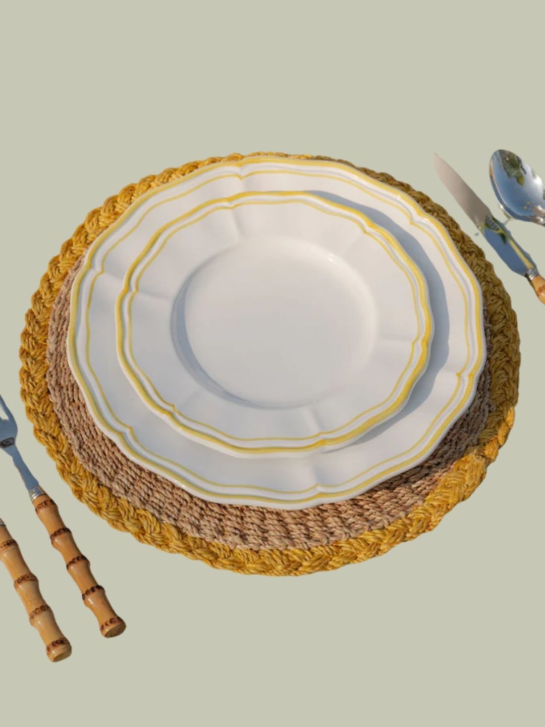 Rebecca Udall, Set of 4 Zita Scalloped Dinner Plates, Citrus Yellow