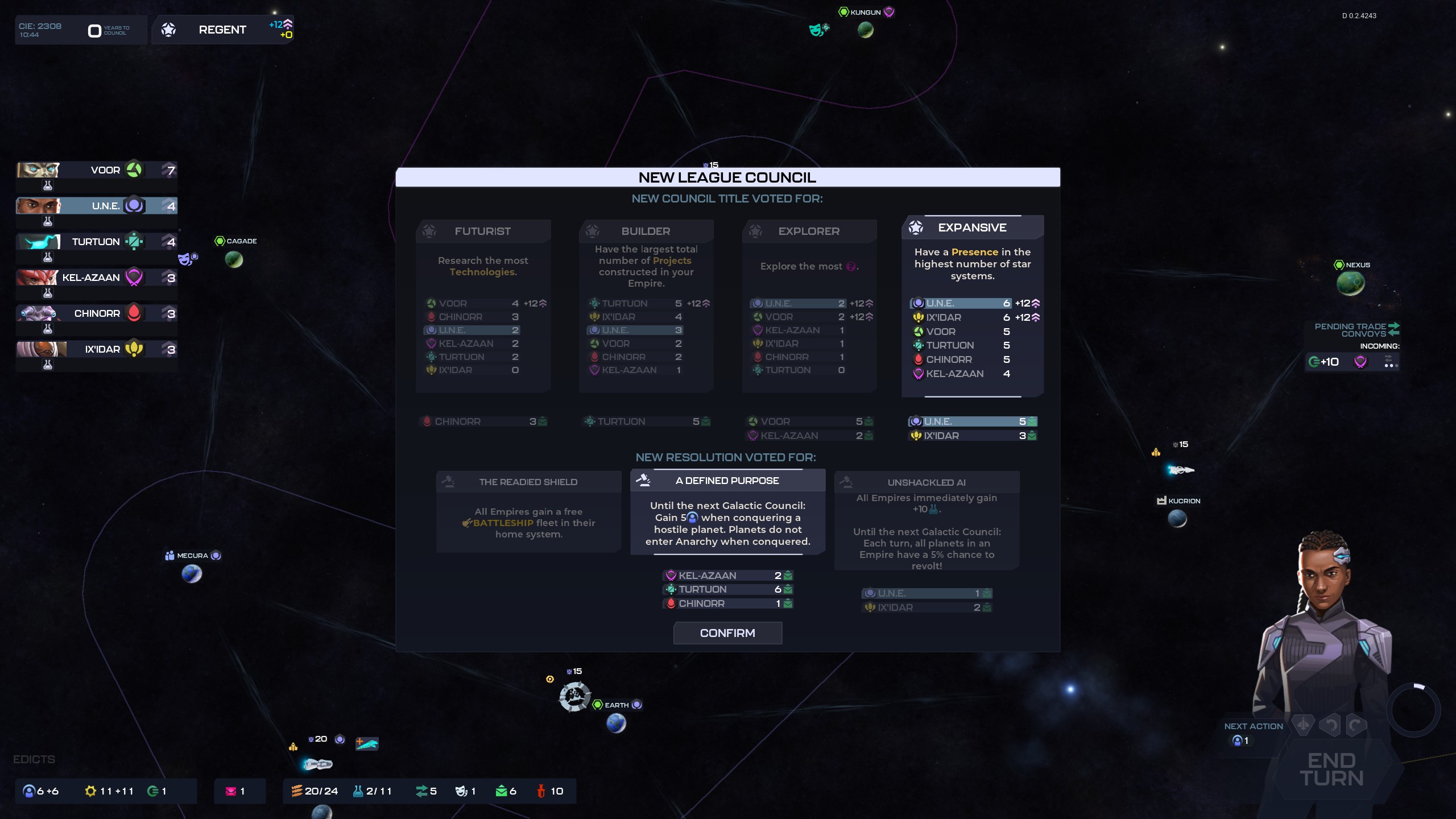 Stellaris Nexus konsey ekranı