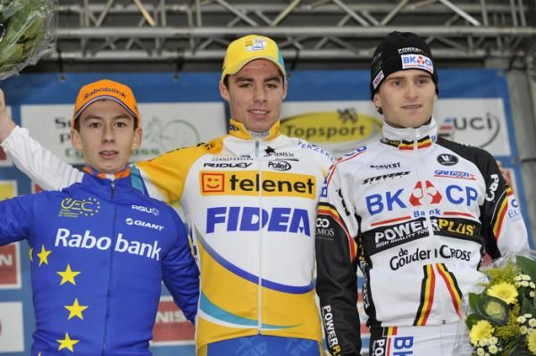 The U23 men's podium in Gavere: Van Der Haar, Baestaens and Aernouts